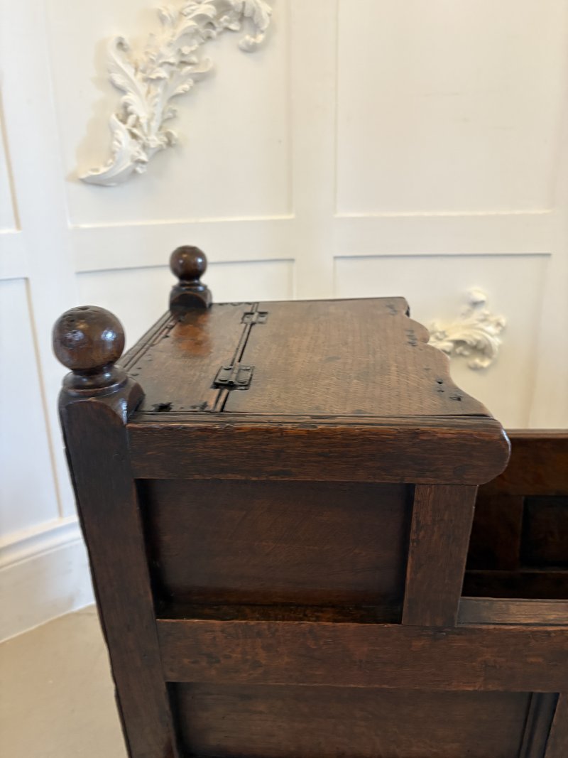 Antique William and Mary Quality Oak Panelled Rocking Crib